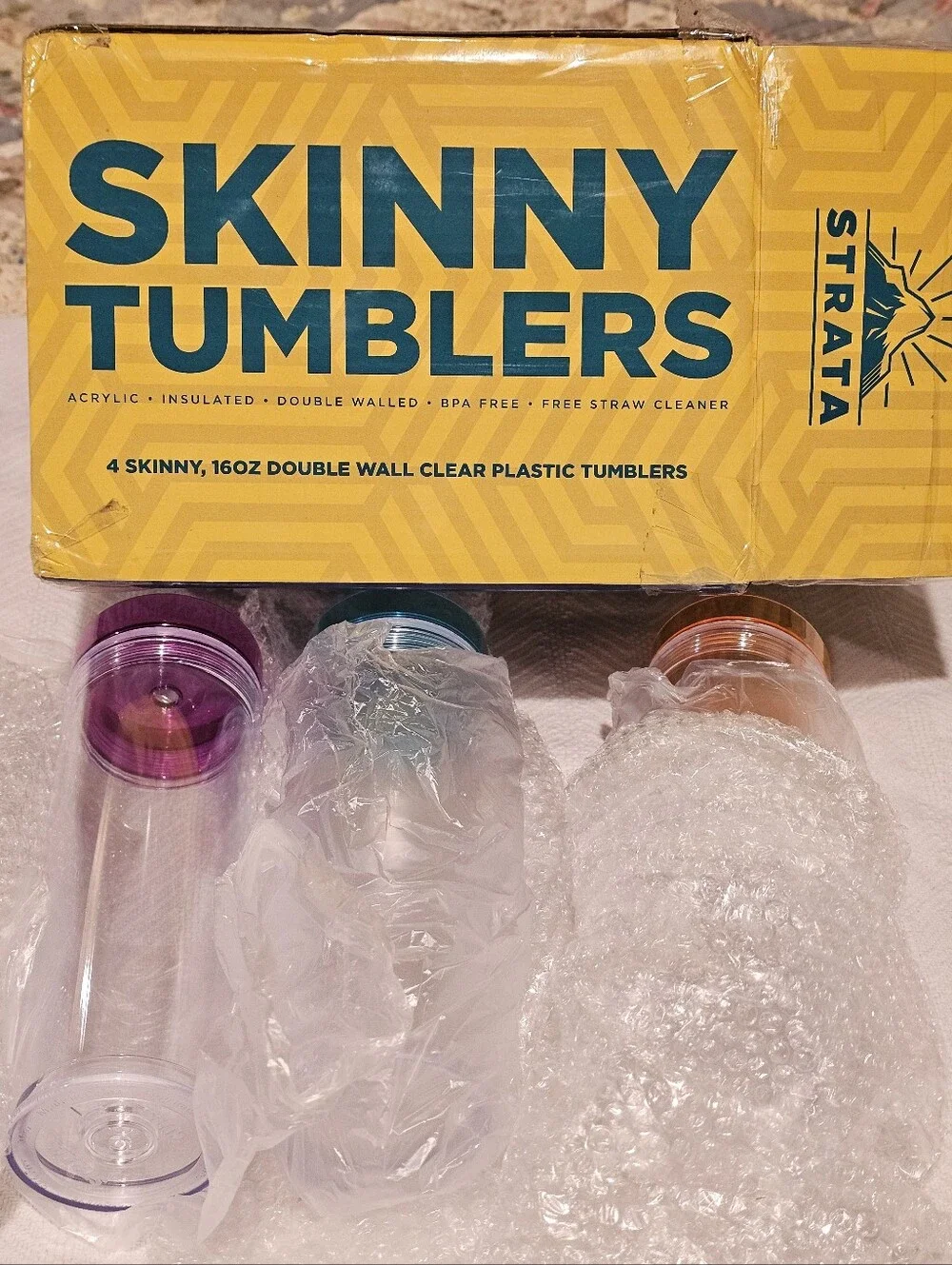 3-Pack Colorful Clear Tumbler Set